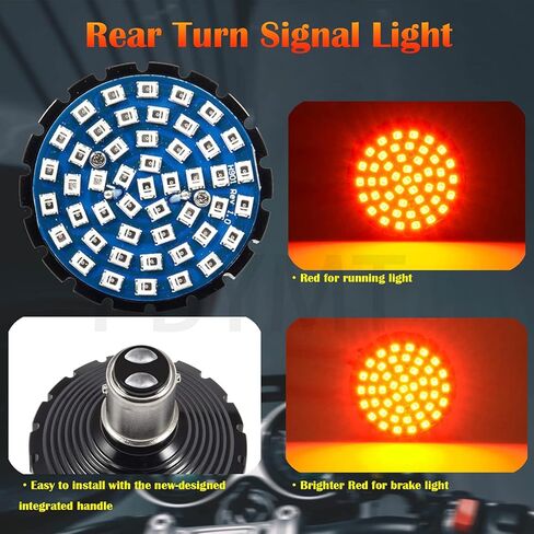 PBYMT 1157 LED ضوء إشارة الانعطاف الخلفي ضوء فرامل التشغيل 2 بوصة غطاء عدسة دخان متوافق مع Harley Dyna Softail Touring Electra Street Glide Road King 1997-2024 in Kuwait