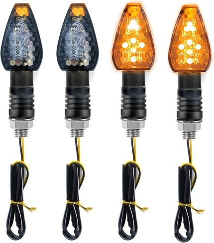 4 قطعة سهم صغير ساق LED ضوء دراجة نارية أمامية وخلفية مؤشرات دراجة نارية بدوره أضواء الإشارة 12 فولت مؤشر وامض مصباح كهرماني متوافق مع كاواساكي هوندا ياماها سوزوكي in Saudi Arabia