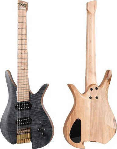 Headless Electric Guitar, 7 String Fanned Fret Travel Guitar (matte black) in Saudi Arabia