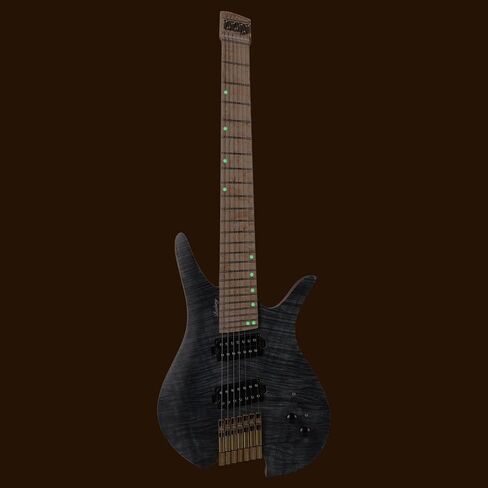 Headless Electric Guitar, 7 String Fanned Fret Travel Guitar (matte black) in Saudi Arabia