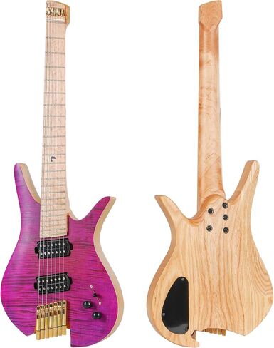 Headless Electric Guitar, 7 String Fanned Fret Travel Guitar (matte black) in Saudi Arabia