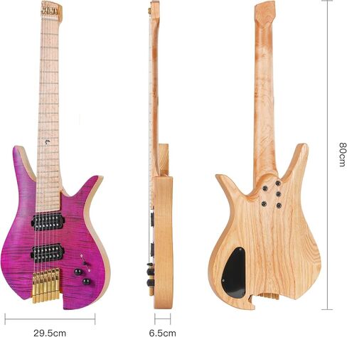 Headless Electric Guitar, 7 String Fanned Fret Travel Guitar (matte black) in Saudi Arabia