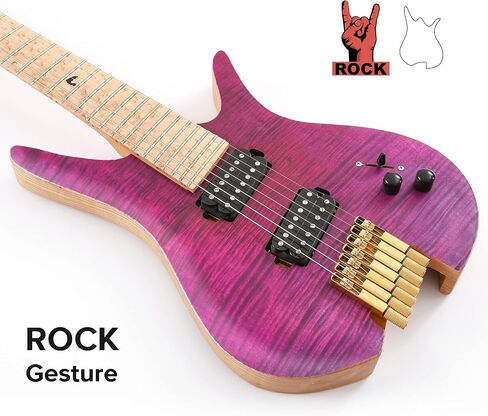Headless Electric Guitar, 7 String Fanned Fret Travel Guitar (matte black) in Saudi Arabia