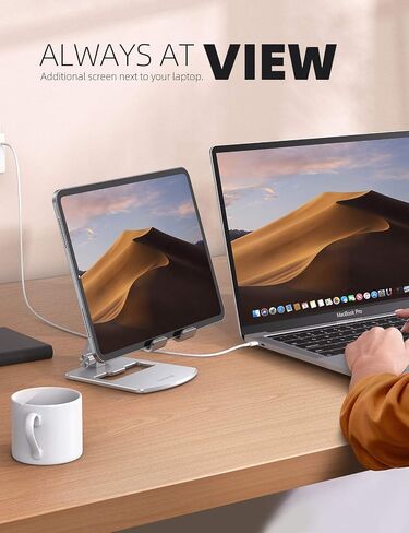 Lamicall Adjustable Tablet Stand Holder - Foldable Phone Dock, 360°Rotating Desktop Tablet Mount Gifts, for 4.7-13" Tablets, iPad Pro 11, 12.9 Air Mini, Tabs, Kindle, iPhone Air 17 Pro Max, Silver in Kuwait
