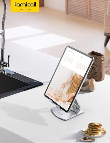 Lamicall Adjustable Tablet Stand Holder - Foldable Phone Dock, 360°Rotating Desktop Tablet Mount Gifts, for 4.7-13" Tablets, iPad Pro 11, 12.9 Air Mini, Tabs, Kindle, iPhone Air 17 Pro Max, Silver in Kuwait