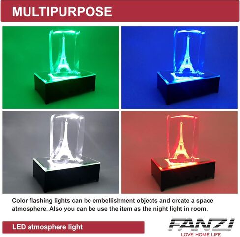 LED Rectangular Light Display Base for Crystals Glass Art Light Display Stand 3D LED Light Ornament Lamp - Black in Saudi Arabia