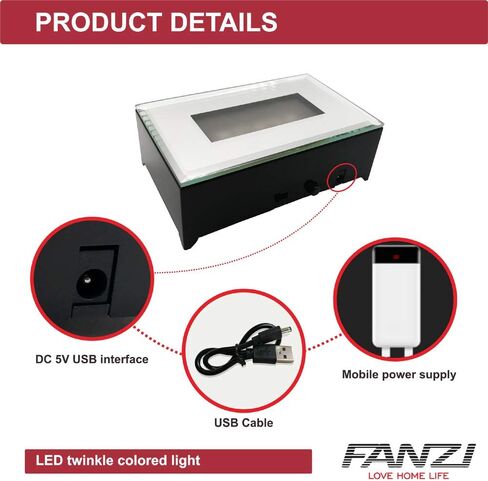 LED Rectangular Light Display Base for Crystals Glass Art Light Display Stand 3D LED Light Ornament Lamp - Black in Saudi Arabia
