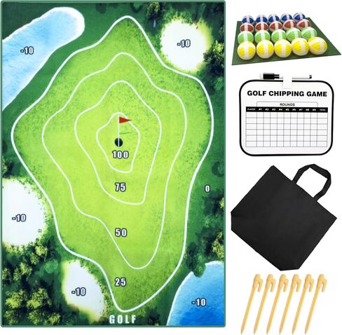 مجموعة ألعاب الجولف تشيبينج حصيرة الجولف، 20 كرة جولف لزجة، بساط تدريب الجولف في الأماكن المغلقة والخارجية، سجادات ممارسة ألعاب الجولف للبالغين والأطفال in Kuwait