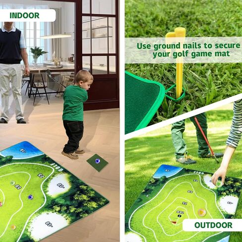 مجموعة ألعاب الجولف تشيبينج حصيرة الجولف، 20 كرة جولف لزجة، بساط تدريب الجولف في الأماكن المغلقة والخارجية، سجادات ممارسة ألعاب الجولف للبالغين والأطفال in Kuwait