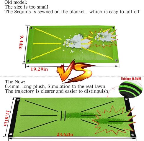 بساط ضرب الجولف، بساط تدريب الجولف، ضرب كشف التأرجح، تحليل وتصحيح مسار التأرجح، بساط جولف العشب مع قاعدة ناعمة مطاطية ماصة للصدمات مع 3 قطع من كرات تدريب الجولف في الداخل/الخارج in Kuwait
