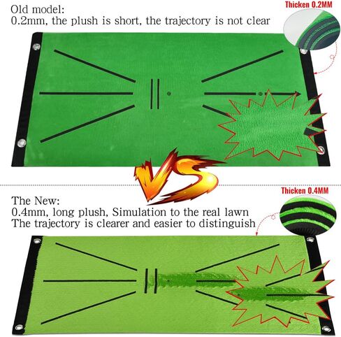 بساط ضرب الجولف، بساط تدريب الجولف، ضرب كشف التأرجح، تحليل وتصحيح مسار التأرجح، بساط جولف العشب مع قاعدة ناعمة مطاطية ماصة للصدمات مع 3 قطع من كرات تدريب الجولف في الداخل/الخارج in Kuwait