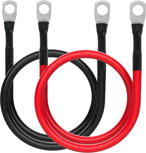 8 AWG Battery Cable 8 Gauge Power Inverter Cables with 5/16 Inch Lugs Both Ends for Solar Boat Marine RV Car 2 Pack (1FT) in Kuwait
