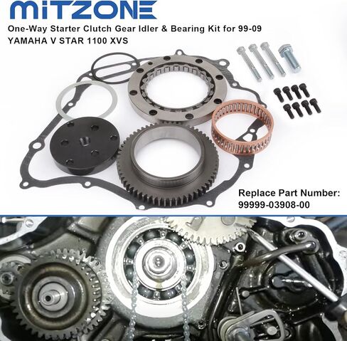 MITZONE One-Way Starter Clutch Update Kit with Bolts Replaces for 1999-2009 Yamaha V-Star Vstar 1100 Kit XVS1100 Part Number 99999-03908-00 in Saudi Arabia