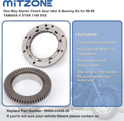 MITZONE One-Way Starter Clutch Update Kit with Bolts Replaces for 1999-2009 Yamaha V-Star Vstar 1100 Kit XVS1100 Part Number 99999-03908-00 in Saudi Arabia