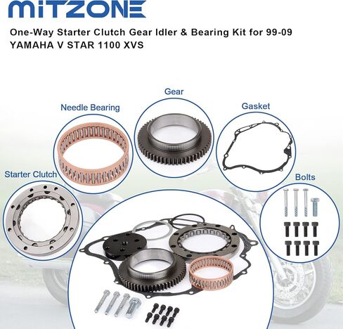 MITZONE One-Way Starter Clutch Update Kit with Bolts Replaces for 1999-2009 Yamaha V-Star Vstar 1100 Kit XVS1100 Part Number 99999-03908-00 in Saudi Arabia