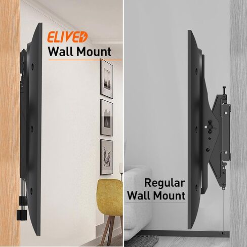 حامل تلفزيون قابل للإمالة فائق النحافة من ELIVED لمعظم أجهزة التلفاز مقاس 37-80 بوصة، حامل تلفزيون منخفض الحجم 0.8 بوصة، دعامات تلفزيون مثبتة على الحائط بحد أقصى VESA 600x400، يحمل ما يصل إلى 99 رطلاً. يناسب مسامير خشبية مقاس 8 بوصات و16 بوصة و24 بوصة. in Kuwait