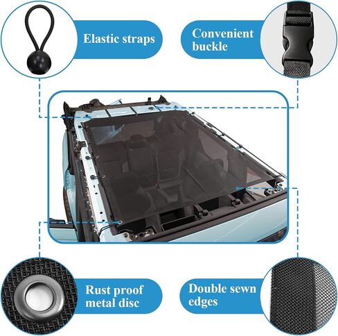Bronco Top Sunshade Cover Mesh Sun Shade Top Cover for Bronco Accessories 4-Door Version Ford Bronco 2021-2023 in Saudi Arabia