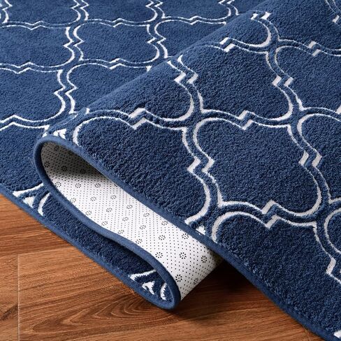 HOMORE Shag Area Rug for Living Room, 6x9 Memory Foam Rugs for Boys Bedroom, Fluffy Modern Indoor Area Rug and Carpets for Children Kids Nursery Bedside Play Room Decor, Navy/White in Saudi Arabia