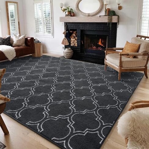 HOMORE Shag Area Rug for Living Room, 6x9 Memory Foam Rugs for Boys Bedroom, Fluffy Modern Indoor Area Rug and Carpets for Children Kids Nursery Bedside Play Room Decor, Navy/White in Saudi Arabia