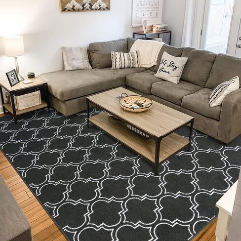 HOMORE Shag Area Rug for Living Room, 6x9 Memory Foam Rugs for Boys Bedroom, Fluffy Modern Indoor Area Rug and Carpets for Children Kids Nursery Bedside Play Room Decor, Navy/White in Saudi Arabia