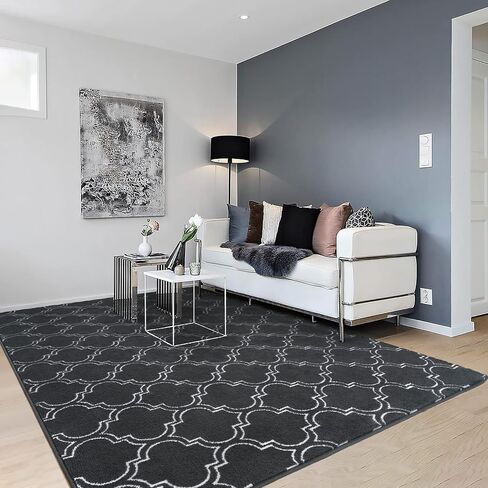 HOMORE Shag Area Rug for Living Room, 6x9 Memory Foam Rugs for Boys Bedroom, Fluffy Modern Indoor Area Rug and Carpets for Children Kids Nursery Bedside Play Room Decor, Navy/White in Saudi Arabia
