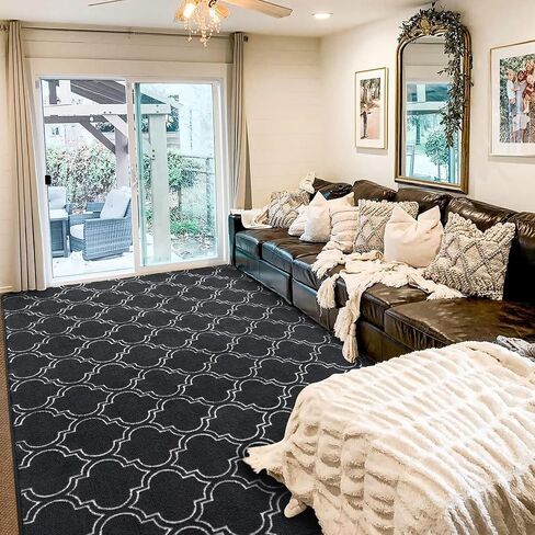 HOMORE Shag Area Rug for Living Room, 6x9 Memory Foam Rugs for Boys Bedroom, Fluffy Modern Indoor Area Rug and Carpets for Children Kids Nursery Bedside Play Room Decor, Navy/White in Saudi Arabia