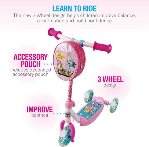 PlayWheels PAW Patrol Skye 3-Wheel Kids Leaning Scooter with Accessory Pouch in Kuwait