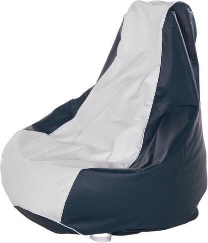 Lippert Taylor Made Marine Bean Bag Chair for Boats, Docks, Beaches, Marine Grade Vinyl, Twin-Zipper Design, Weather-Resistant, Water-Repellent, Carrying Handles, White/Navy – 2020193616 in Saudi Arabia