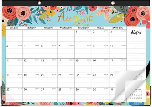 2024-2025 Desk Calendar - Desk Calendar 2024-2025 from JUL. 2024 - DEC. 2025, 17" x 12", 18 Monthly Desk/Wall Calendar 2-in-1, Thick Paper with 2 Corner Protectors, Large Unruled Blocks - Blue Floral in Saudi Arabia