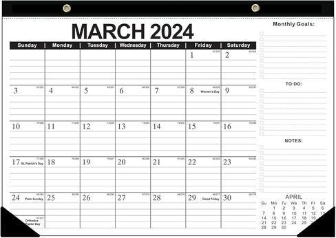 WAVEYU 2024 Desk Wall Calendar, Monthly Desk Pad for Men Women, Calendar for Table Office Home School, 17" x 12", January 2024 - June 2025, Black in Kuwait