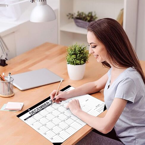 WAVEYU 2024 Desk Wall Calendar, Monthly Desk Pad for Men Women, Calendar for Table Office Home School, 17" x 12", January 2024 - June 2025, Black in Kuwait