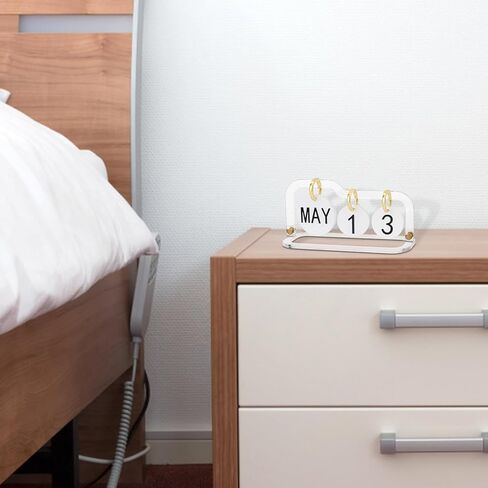 Acrylic Perpetual Desk Calendar 2023-2024 Standing Flip, Vintage Desktop Flip Calendar with Acrylic Month Date Large Display Blocks, Daily Flip Calendar for Home Office Decor Desk Accessories (Style in Kuwait