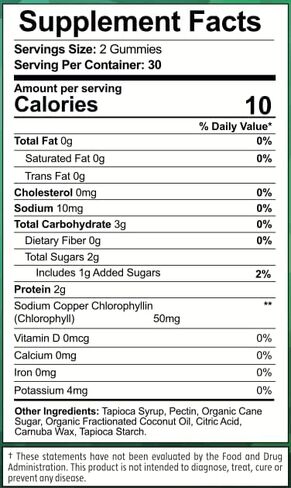 مزيل العرق الداخلي من Nature's Magic Chlorophyll Gummies، يدعم التخلص من سموم البشرة والجسم الصحي، 50 مجم بنكهة التفاح بالإضافة إلى البوتاسيوم، عضوي ونباتي... in Kuwait
