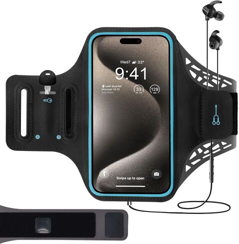حزام يد رياضي T Tersely لهاتف iPhone 15 14 13 12 Pro/Max/8 Plus/XR، جراب ذراع للجري في صالة الألعاب الرياضية/مفتاح التمرين/حامل البطاقة لهاتف Samsung S22 S21 S20/Plus/Note لـ Google Pixel (أسود) in Saudi Arabia
