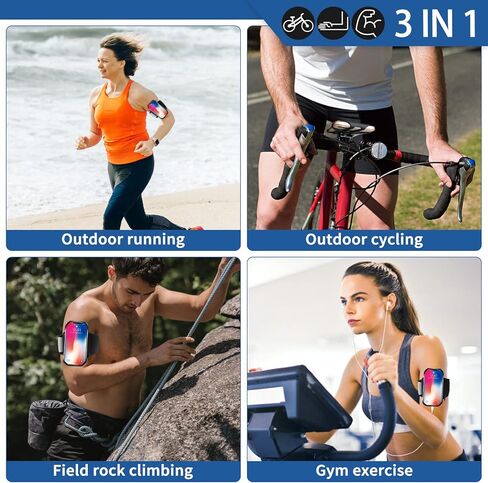 Running Phone Armband, 3 in 1 Bike Phone Mount + Running Armband + Running Phone Holder Wristband, 360° Rotatable Bicycle Phone Holder with Key & Card and Headphone Slot for 4.5''-7'' iPhone Samsung in Kuwait