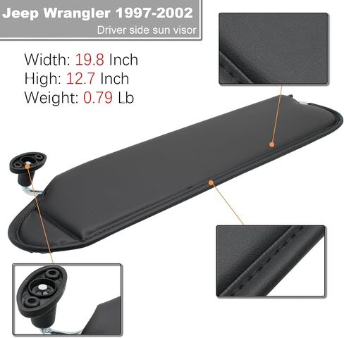 واقي الشمس للسائق الأيسر من NHILES متوافق مع Jeep Wrangler TJ 1997 1998 1999 2000 2001 2002 رقم استبدال ظلة الشمس 5EP35 LAZAE اللون: عقيق in Saudi Arabia