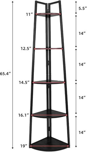 رف الزاوية 65 بوصة طويل القامة خزانة الكتب 5 الطبقة الزاوية رف الكتب الزاوية سلم الجرف رف الكتب الصغيرة العتيقة رف النبات قائما بذاته للحمام، المطبخ، غرفة المعيشة، غرفة نوم، مكتب المنزل in Kuwait