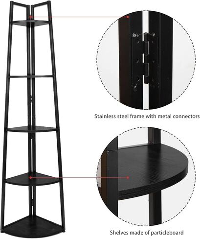 رف الزاوية 65 بوصة طويل القامة خزانة الكتب 5 الطبقة الزاوية رف الكتب الزاوية سلم الجرف رف الكتب الصغيرة العتيقة رف النبات قائما بذاته للحمام، المطبخ، غرفة المعيشة، غرفة نوم، مكتب المنزل in Kuwait