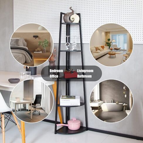 رف الزاوية 65 بوصة طويل القامة خزانة الكتب 5 الطبقة الزاوية رف الكتب الزاوية سلم الجرف رف الكتب الصغيرة العتيقة رف النبات قائما بذاته للحمام، المطبخ، غرفة المعيشة، غرفة نوم، مكتب المنزل in Kuwait