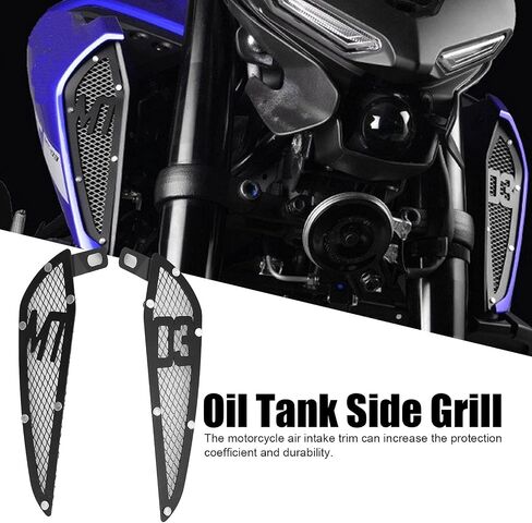 Fuel Tank Side Guard, Fydun 2pcs Motorcycle Fuel Tank Air Intake Trim Aluminum Replacement for MT03 2020‑2021(Black) in Saudi Arabia