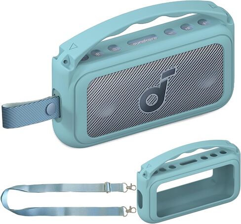 Silicone Case for Anker Soundcore Motion 300 Bluetooth Speaker | Protective Holder Skin for Motion 300 Speaker Case Accessories, with Carrying Handle (Black) in Kuwait