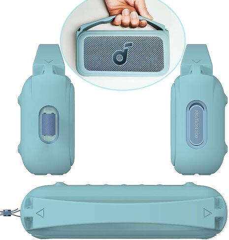 Silicone Case for Anker Soundcore Motion 300 Bluetooth Speaker | Protective Holder Skin for Motion 300 Speaker Case Accessories, with Carrying Handle (Black) in Kuwait
