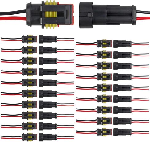 5 Kits 2 Pin Male Female Electrical Connectors Waterproof Plug Socket Kit Waterproof Wire Terminal Connector with 8cm Wire 2.6mm Series Terminal Connector for Auto Marine Truck(10A) in Saudi Arabia