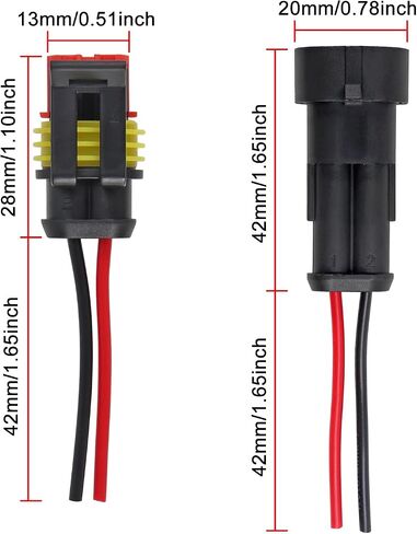 5 Kits 2 Pin Male Female Electrical Connectors Waterproof Plug Socket Kit Waterproof Wire Terminal Connector with 8cm Wire 2.6mm Series Terminal Connector for Auto Marine Truck(10A) in Saudi Arabia
