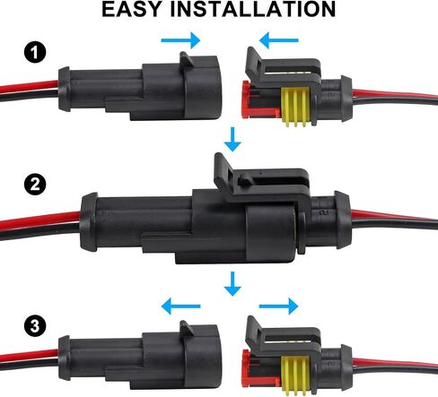 5 Kits 2 Pin Male Female Electrical Connectors Waterproof Plug Socket Kit Waterproof Wire Terminal Connector with 8cm Wire 2.6mm Series Terminal Connector for Auto Marine Truck(10A) in Saudi Arabia