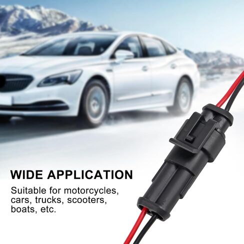 5 Kits 2 Pin Male Female Electrical Connectors Waterproof Plug Socket Kit Waterproof Wire Terminal Connector with 8cm Wire 2.6mm Series Terminal Connector for Auto Marine Truck(10A) in Saudi Arabia