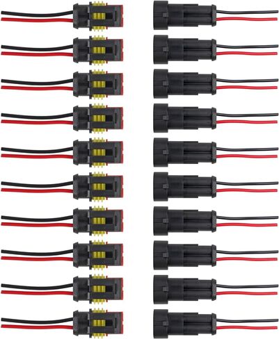 5 Kits 2 Pin Male Female Electrical Connectors Waterproof Plug Socket Kit Waterproof Wire Terminal Connector with 8cm Wire 2.6mm Series Terminal Connector for Auto Marine Truck(10A) in Saudi Arabia
