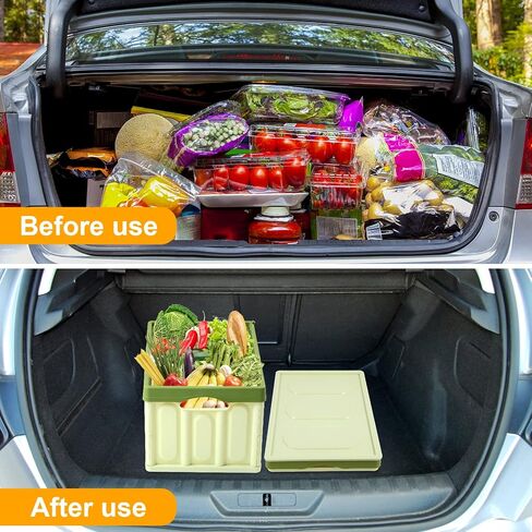 Collapsible Plastic Trunk Organizer for Car - Storage Bins with Lids for Toys Clothes, Large Foldable Durable Plastic Storage Crate for Picnic, Camping, Fishing (1 Pack, Blue) in Saudi Arabia