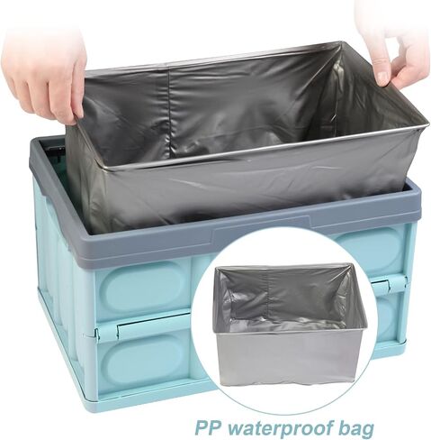 Collapsible Plastic Trunk Organizer for Car - Storage Bins with Lids for Toys Clothes, Large Foldable Durable Plastic Storage Crate for Picnic, Camping, Fishing (1 Pack, Blue) in Saudi Arabia
