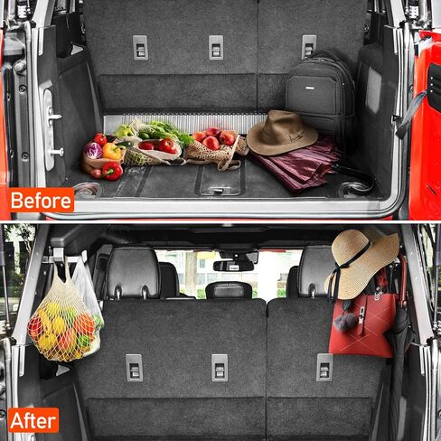 منظم ألومنيوم لحقيبة البقالة من صندوق السيارة متوافق مع ملحقات برونكو 2021 2022 2023، خطاف حامل حقيبة البقالة الخلفي تمت ترقيته من أجل برونكو 4 أبواب، منظم تخزين صندوق السيارة (على شكل T+J) in Kuwait